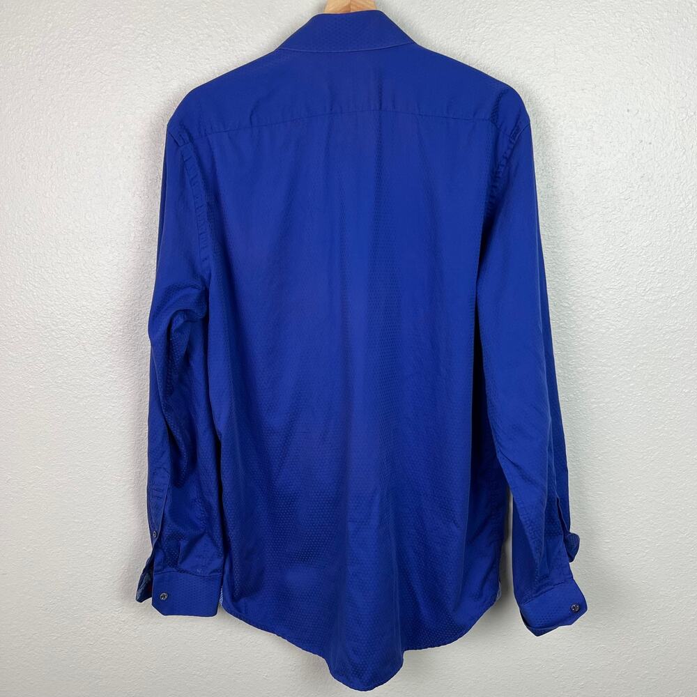 Robert Graham Shirt Mens 42 (Large) Neck 16.5 Button Up Blue Textured Cotton - Picture 10 of 12